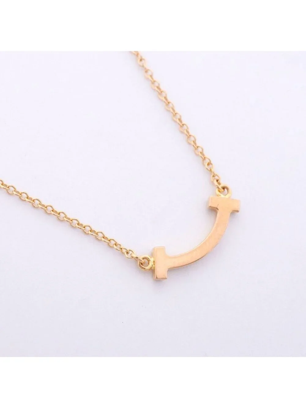 Tiffany & Co Necklace T Smile Mini 18k Pink Gold Diamond